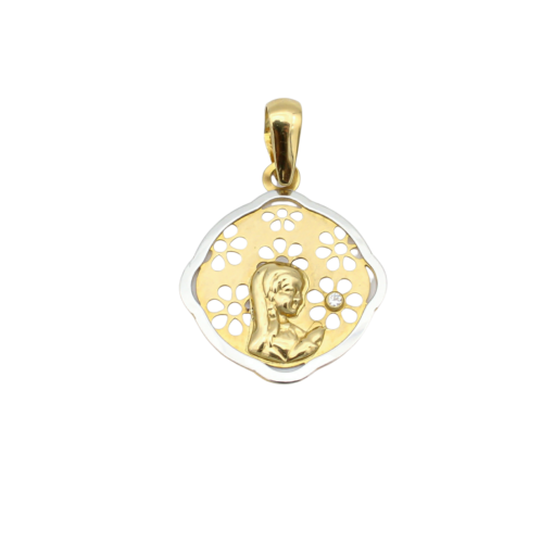 Medalla Virgen Niña Oro Bicolor 18K Joyeria Luis Luna