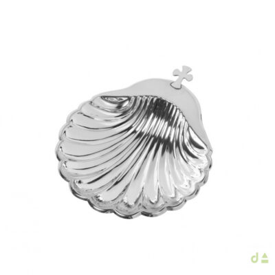 Concha Bautismo Cruz 9x10mm Plata