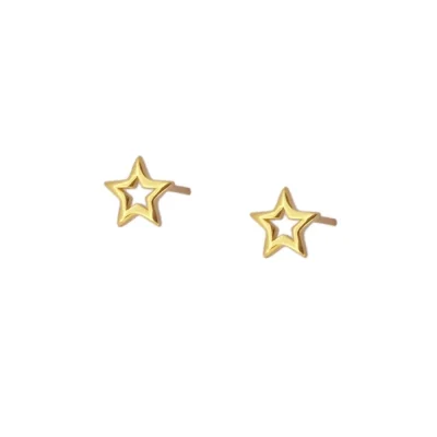 Pendiente Mini Silueta Estrella Plata Dorada