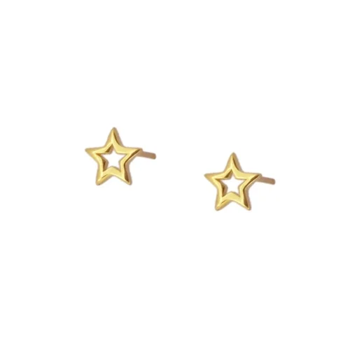 Pendiente Mini Silueta Estrella Plata Dorada