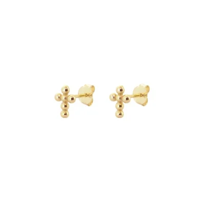 Pendientes Mini Cross Ball Plata Dorada