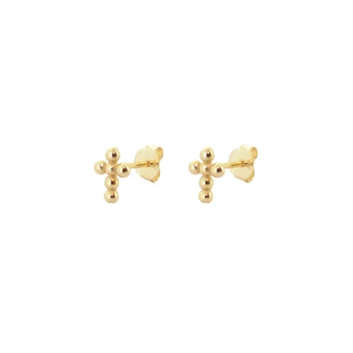 Pendientes Mini Cross Ball Plata Dorada