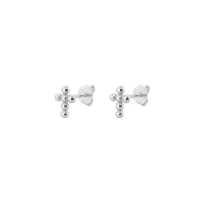 Pendientes Mini Cross Ball Plata