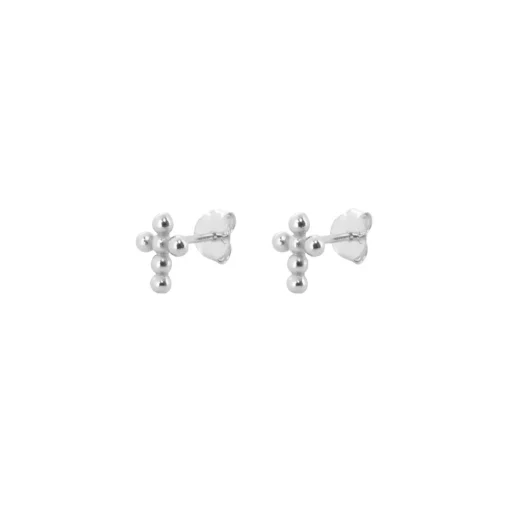 Pendientes Mini Cross Ball Plata
