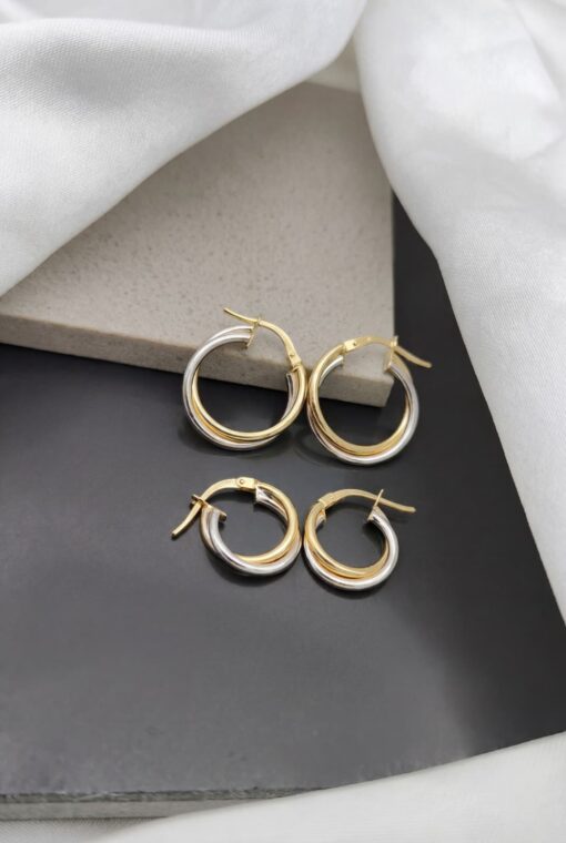 Aros Tubo Bicolor Oro 18K - Imagen 2