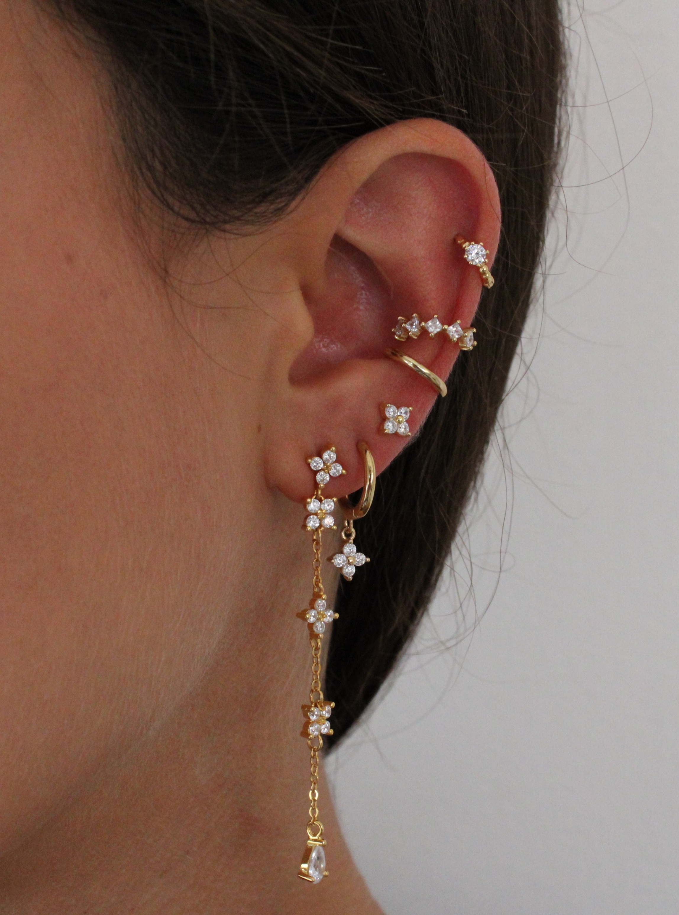 ear cuff plata cadena