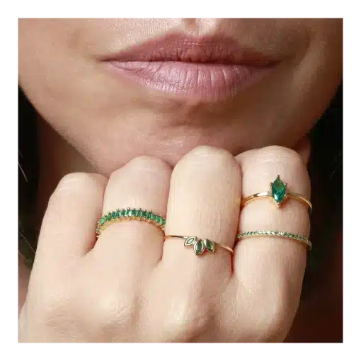 Anillo Nera Verde Plata Dorada - Imagen 2