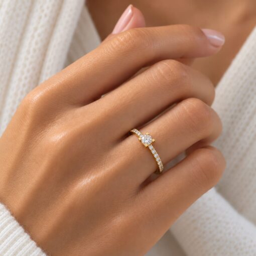 Anillo Lyra Diamantes 0,24ct DF-SI Oro Amarillo 18K - Imagen 3