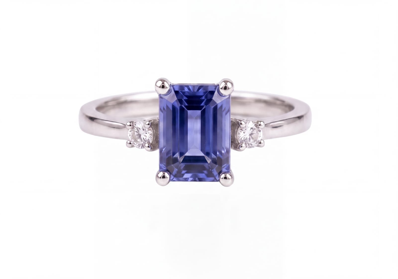 Tresillo Tanzanita Diamantes Oro Blanco 18K