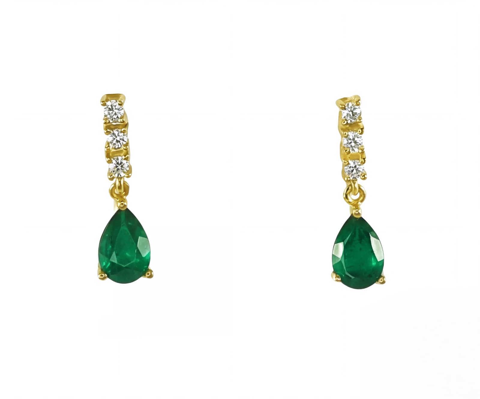 Pendientes Leire Esmeralda Diamantes 0,09ct Oro 18K