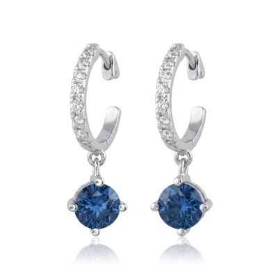 Pendientes Elsa Zafiro Diamantes Oro Blanco 18K