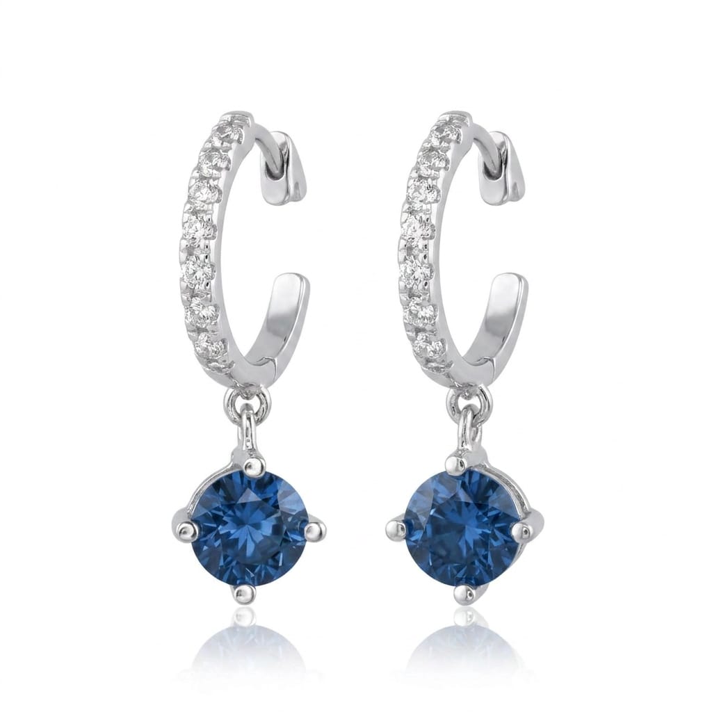 Pendientes Elsa Zafiro Diamantes Oro Blanco 18K