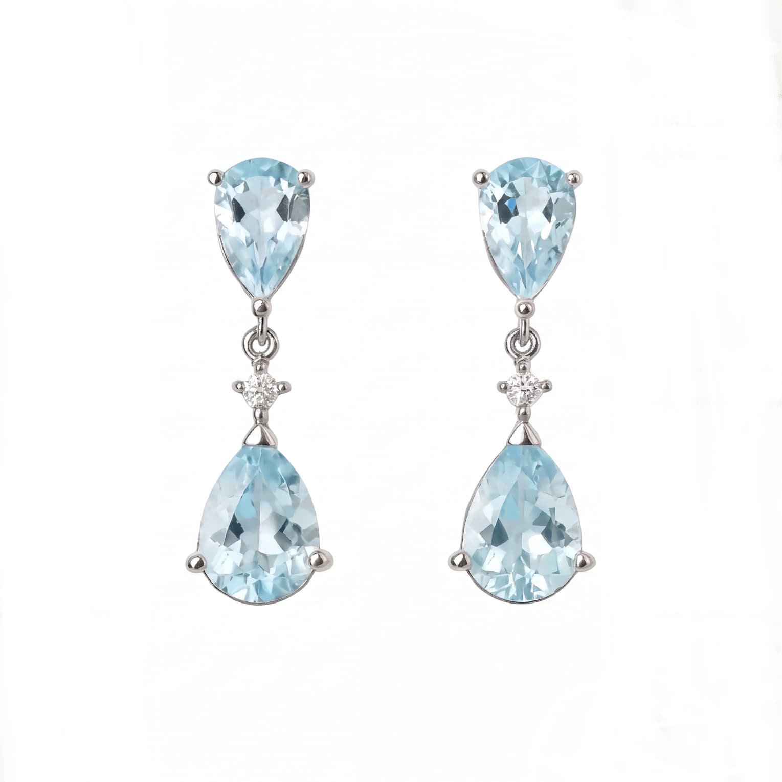 Pendientes Olyphea Aguamarina Diamantes Oro Blanco 18K