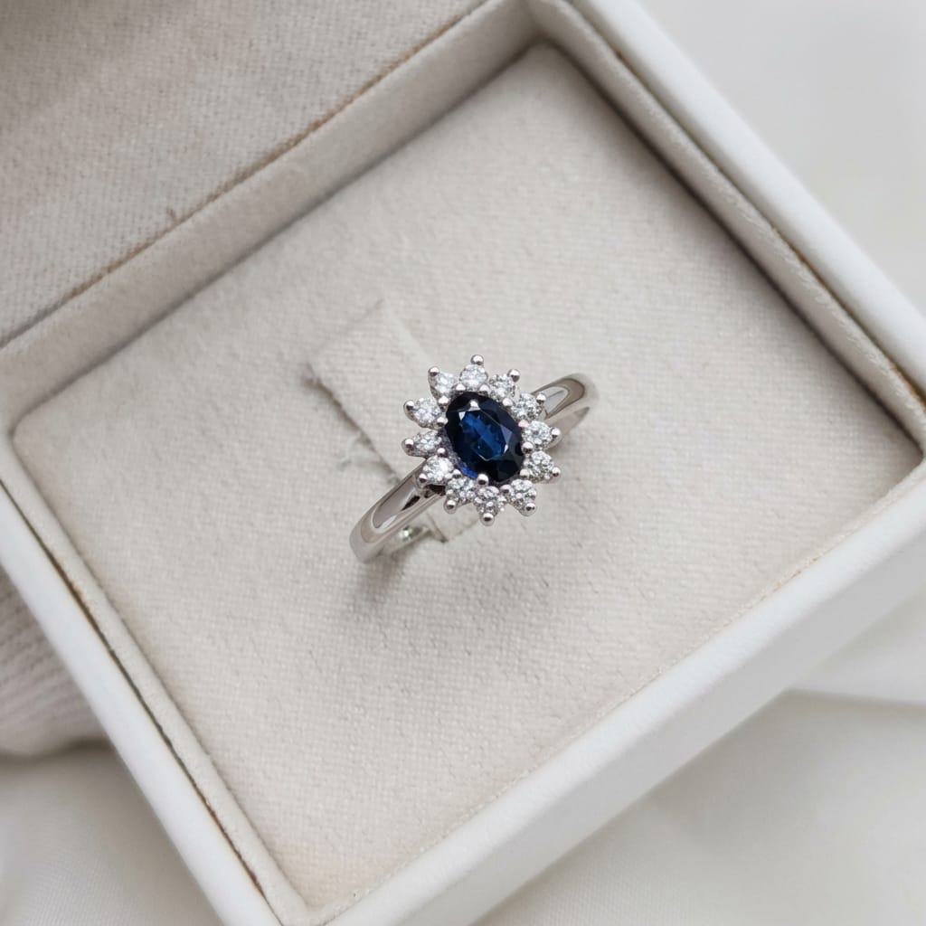 Anillo Bretta Zafiro Diamantes G-VS Oro Blanco 18K - Imagen 3