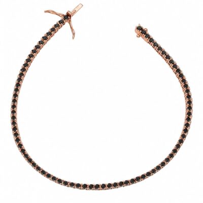Pulsera Riviere Diamantes Black Natural Oro Rosa 18K