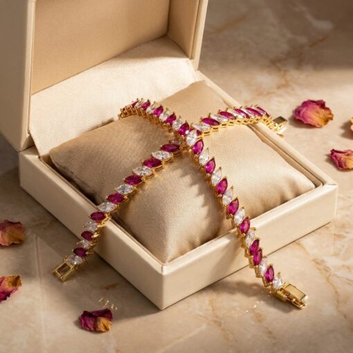 Pulsera Riviere Red Marquesa Plata Dorada - Imagen 3