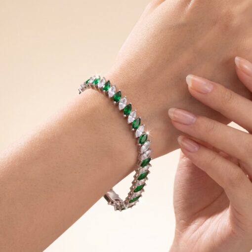 Pulsera Riviere Green Marquesa Plata - Imagen 2