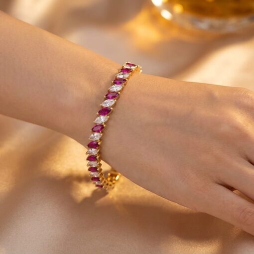 Pulsera Riviere Red Marquesa Plata Dorada - Imagen 2