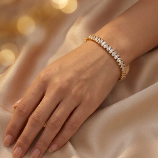 Pulsera Riviere Ovals Plata Dorada - Imagen 2