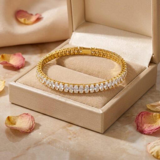 Pulsera Riviere Ovals Plata Dorada - Imagen 3