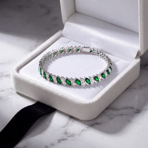 Pulsera Riviere Green Marquesa Plata - Imagen 3