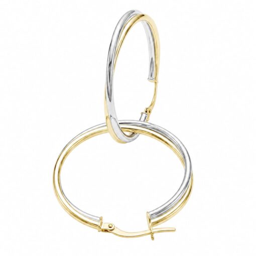 Aros Tubo Bicolor Oro 18K