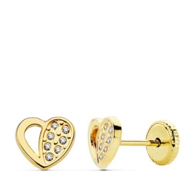 Pendientes Mini Half Heart Oro 18K