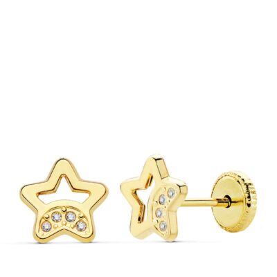 Pendientes Mini Half Star Oro 18K