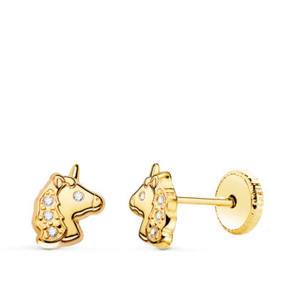 Pendientes Mini Unicornio Oro 18K