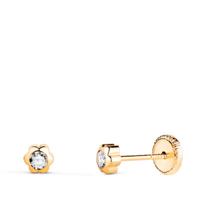 Pendientes Mini Flor Oro 18K
