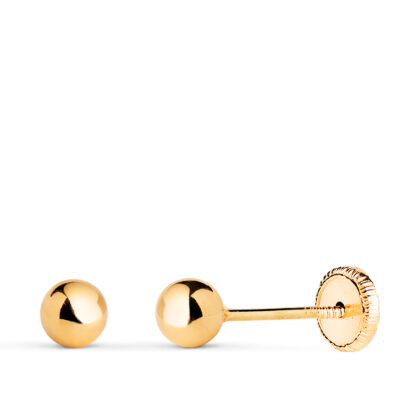 Pendientes Bola Oro 18K (4MM)