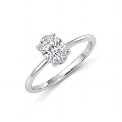 Solitario Oval Aithy Diamante 0,51ct E-VS1 GIA Oro Blanco 18K