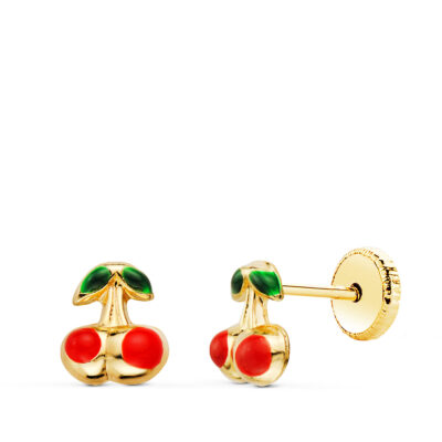 Pendientes Mini Cerezas Oro 18K