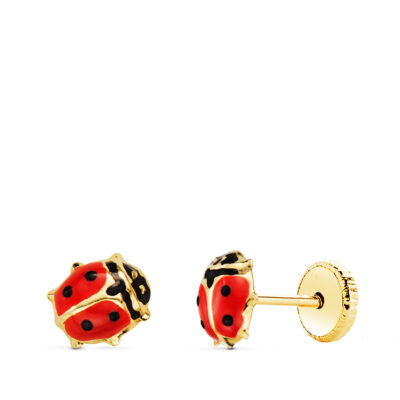 Pendientes Mini Mariquita Oro 18K