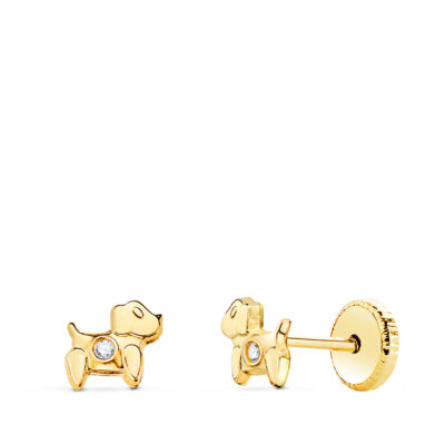 Pendientes Mini Perrito Oro 18K
