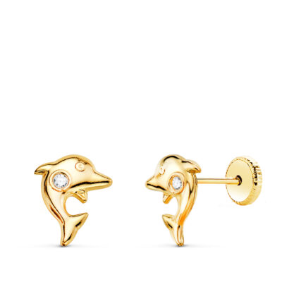Pendientes Mini Delfín Oro 18K
