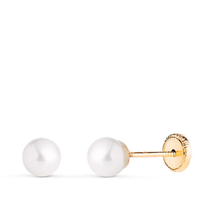 Pendientes Perla Oro 18K (5MM)
