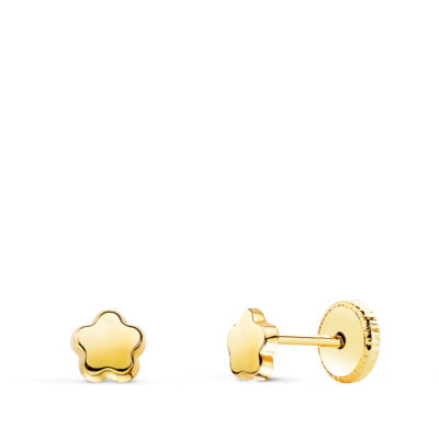 Pendientes Flor Lisa Oro 18K