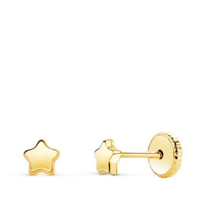 Pendientes Estrella Lisa Oro 18K