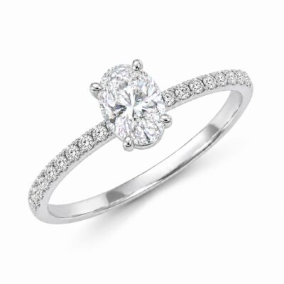 Anillo Aithy Oval Diamantes 0,77ct DF-VVS GIA Oro Blanco 18K