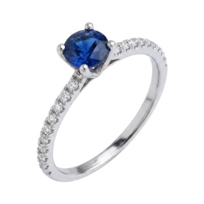 Sortija Valerie Diamantes Zafiro Oro Blanco 18K