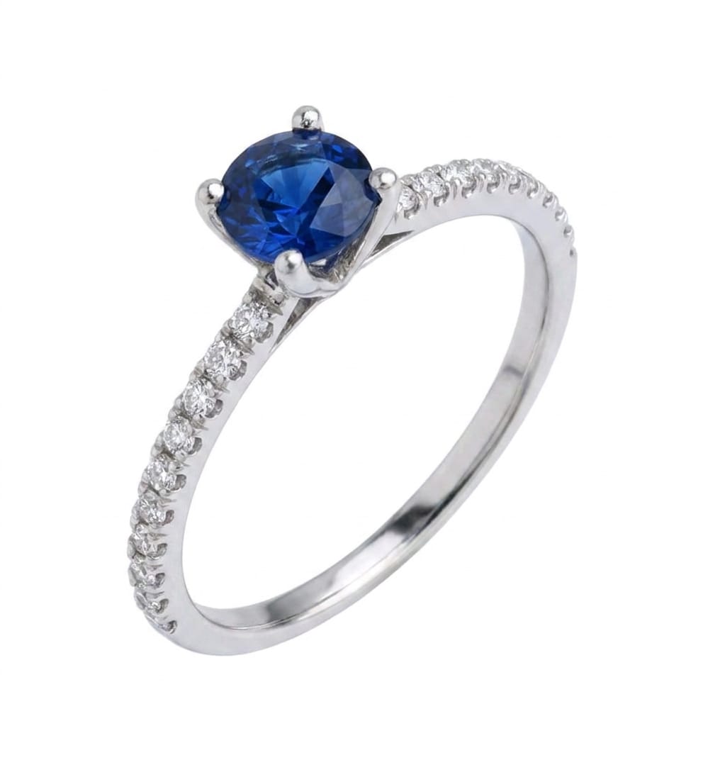 Sortija Valerie Diamantes Zafiro Oro Blanco 18K