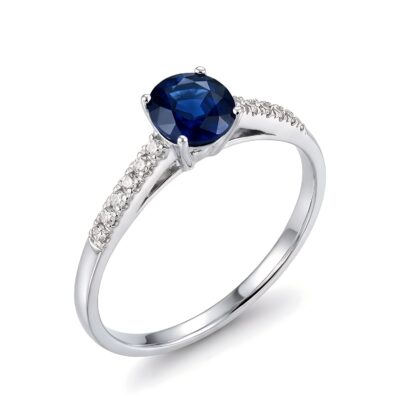 Sortija Venecia Diamantes Zafiro Oro Blanco 18K