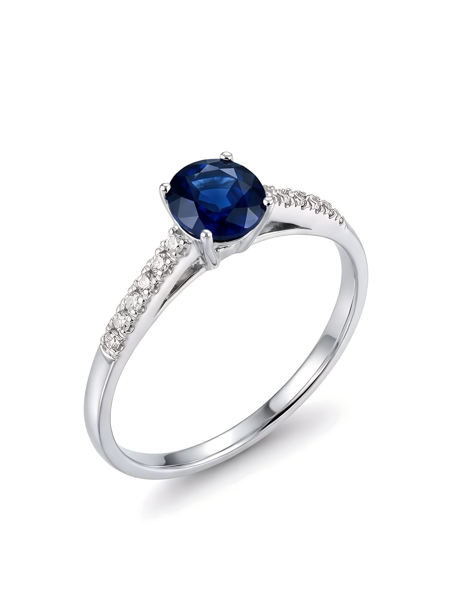 Sortija Venecia Diamantes Zafiro Oro Blanco 18K