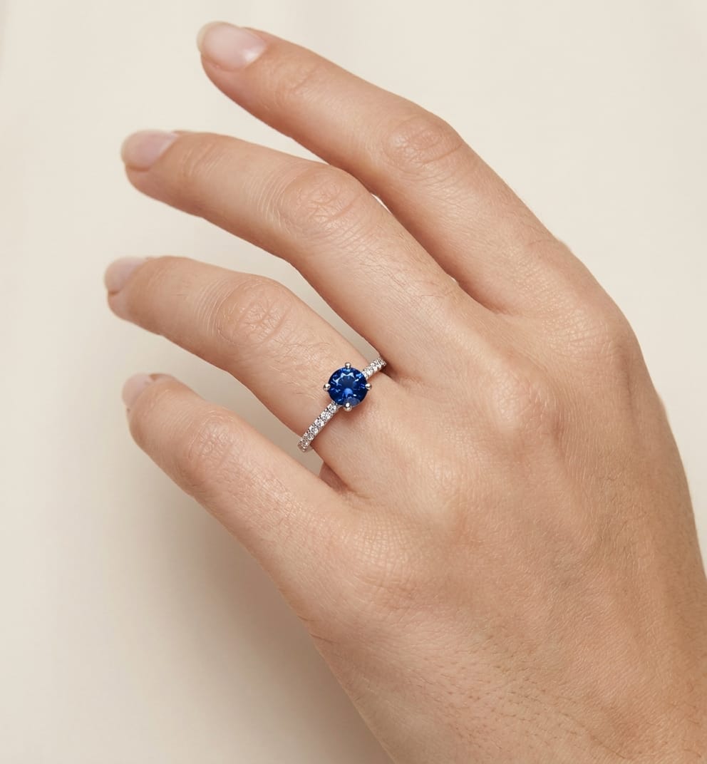 Sortija Valerie Diamantes Zafiro Oro Blanco 18K - Imagen 2