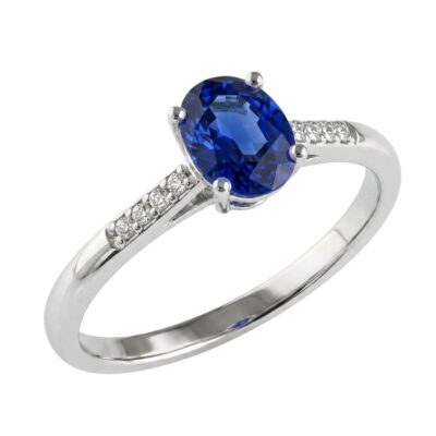 Sortija Aithy Diamantes Zafiro Oro Blanco 18K