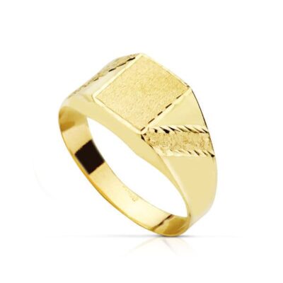 Sello Rectangular Tallado Lateral Oro 18K