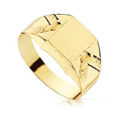 Sello Rectangular Tallado Flecha Oro 18K