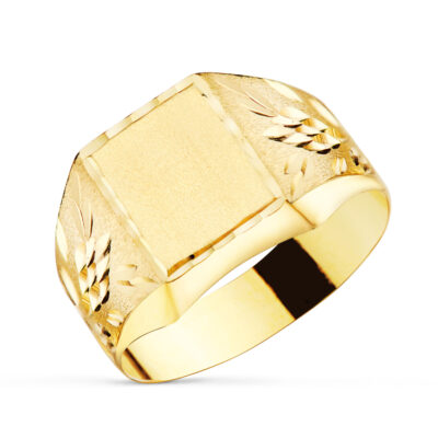Sello Cuadrado Laurel Oro 18K