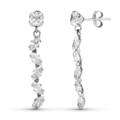 Pendientes Laurel Oro Blanco 18K